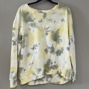 Jane & Delancey Yellow & Green XL Tie Dye Crewneck Sweater